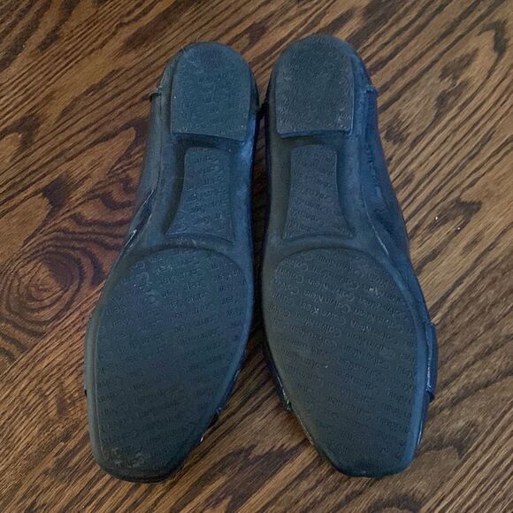 Calvin Klein Women’s 9 Buckle Slip On Ballet Pumps Navy Leather - Picture 5 of 7